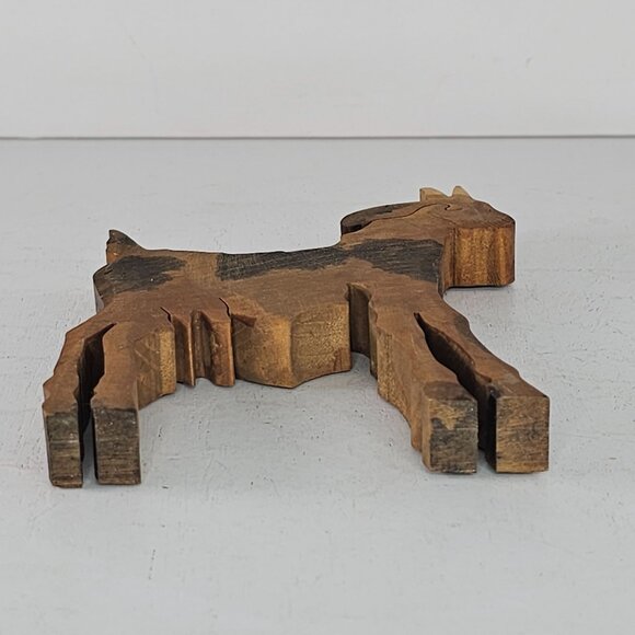 Wooden Goat Figurine Rustic Handcrafted Farmhouse Decor - Picture 7 of 8